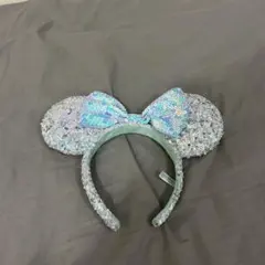 ミニーマウス　水色　スパンコールディズニーカチューシャ