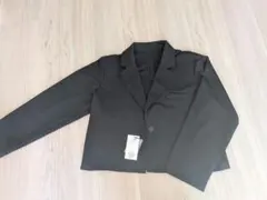 カットツイルクロップドシングルジャケット ブラック M