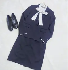 NATURAL BEAUTY BASIC ストライプ スカート スーツ ネイビー