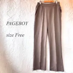 PAGEBOY センタープレスパンツ フリー ブラウン ウエストゴム 882