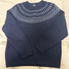 ユニクロ ノルディック柄セーター M ネイビー系