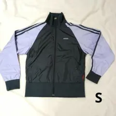 adidas ナイロンジャケット S 黒・紫