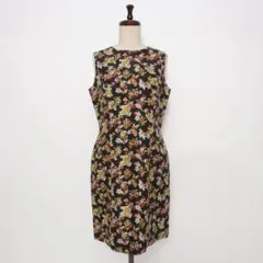 美品 ジェイプレス ノースリーブ花柄ワンピース 黒 サイズ11*ND254のサムネイル