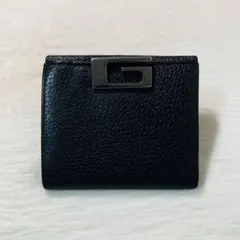 お買い得外観良　GUCCI グッチ　二つ折り　財布　金具　折りたたみ　黒　レザー