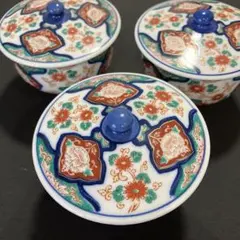 花柄蓋付き茶碗セット