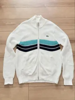 LACOSTE ホワイト カーディガン　ニット　フランス4 US M サイズ