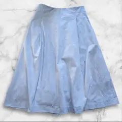 ViS エコスエード フレアスカート ウエストゴム ブルー M　Y2A570