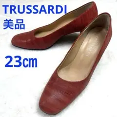 トラサルディ TRUSSARDI パンプス スクエアトゥ 23㎝　　レッド 赤
