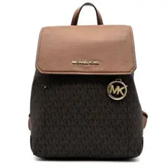美品 マイケルコース リュック バッグパック 総柄 MK柄 フラップ ブラウン