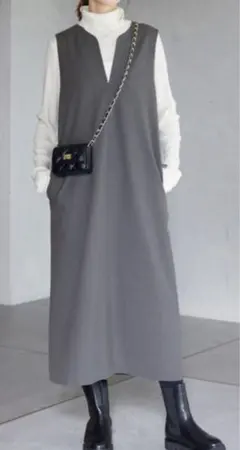 SLOBE IENA ツイルトロキーネックジャンパースカート