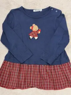 familiar クマ刺繍 チュニック ネイビー