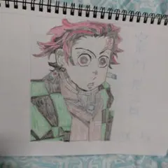 アニメ風手描きイラスト　鬼滅の刃　竈門炭治郎　ファンアート