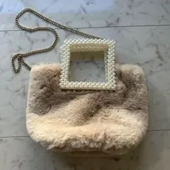 ZARA ファーショルダーバッグ パールハンドル