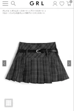 GRL ベルト・インパン付きチェック柄プリーツミニスカート [ac2583]