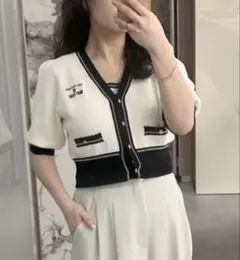 LILY BROWN×MARY QUANT バイカラーパフニットカーディガンのサムネイル