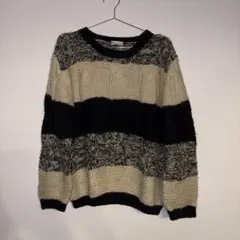 白黒 ボーダー柄 グランジニット パンクスタイル ダメージ加工 - メルカリ