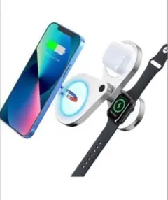 3in1 ワイヤレス充電 マグネット 360度回転 折り畳み
