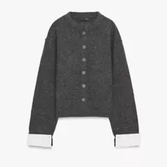 zara コンビニットカーディガン　グレー