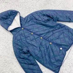 サマンサモスモス キルティング コート フードあり チェック グリーン 紺