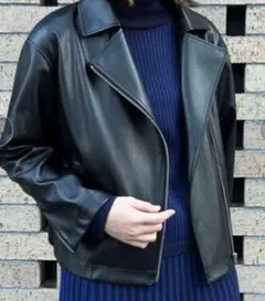 え*こ様 【未使用】COMME CA ISM 黒 ライダース ジャケット 大きめのサムネイル