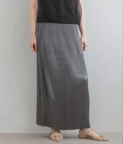 apart byキラキラプリーツイージースカート　ブラック