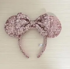 ディズニーカチューシャ　ミニー　スパンコール ピンク