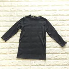 【匿名配送】長袖トップス《M》ブラック　黒　長袖Tシャツ 　フリル襟