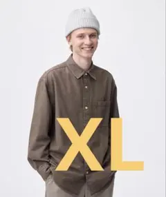 GU デニムオーバーサイズシャツ ダークブラウン　XL