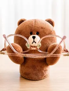 LINE FRIENDS ブラウン メガネスタンド ぬいぐるみ