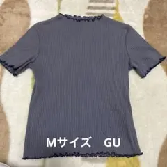 ジーユー　リブメローコンパクトT(半袖) 【M】ブルー　華奢　フェミニンの雰囲気