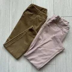 2点セット【無印良品】キッズ 十分丈レギンス キャメル ピンク100cm