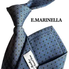 訳あり　Marinellaブルー 青　花柄マリネッラ　ドット柄 ネクタイ