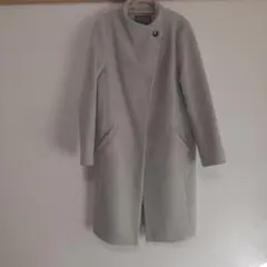 ライトグレー ウールコート　PECOLAMB ハイネック　2way