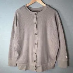 【Java】ワッフル編み カーディガン ゆったり 羽織り(M)オーバーサイズ