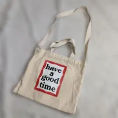 安売り　have a good time　ベージュ トートバッグ シミ有り