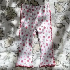 micorrid 花柄 ピンク フレアリブ パンツ　90cm しまむら