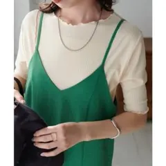 Discoat 前後2WAYリブメロー5分袖プルオーバー