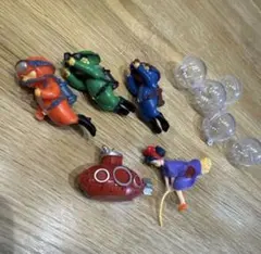 ダイバー 装飾 浮遊球付き 魚のおもちゃ 水槽用　5点セット