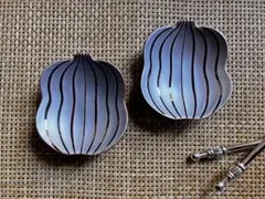 【有田焼 幸楽窯】瓢型銘々皿/銀彩2枚セット