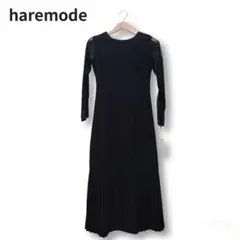 【新品タグ付】haremode フォーマルワンピース M 黒 レース袖 結婚式のサムネイル