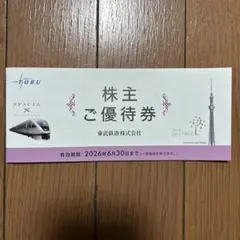東武鉄道　株主ご優待券　2026年6月30日迄