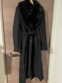 ZARA ファー付きロングコート ブラック