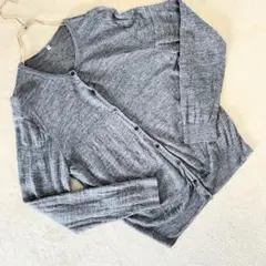 無印良品 麻100％ Vネックカーディガン グレー 長袖 薄手 サマーニットXL