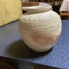 信楽焼　花瓶　三彩作