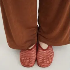 MESH OBLIQUE TOE FLAT SHOES REDのサムネイル