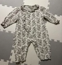 ベビー ロンパース 70cm 小花柄 フリル 前開き