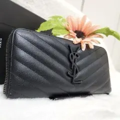 ✨極美品　付属品完備✨サンローラン　長財布　ラウンドファスナー カサンドラ　黒