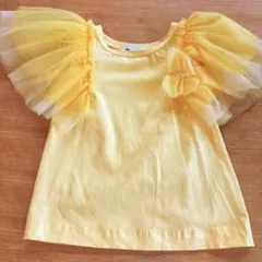 お値下げしました！MONNALISA イエロー Tシャツ チュールスリーブのサムネイル