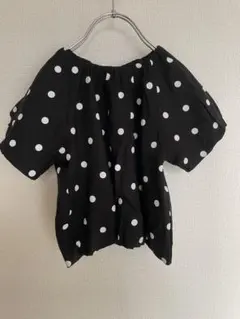 petit main 半袖シャツ 100cm 黒と白の水玉