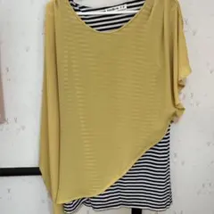 Cutie Blonde チュニック 半袖 イエロー ボーダー　L